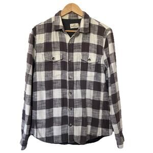 Marine Layer Shirt Mens Medium Sequoia Camping Nubby Plaid 100% Cotton Shacket